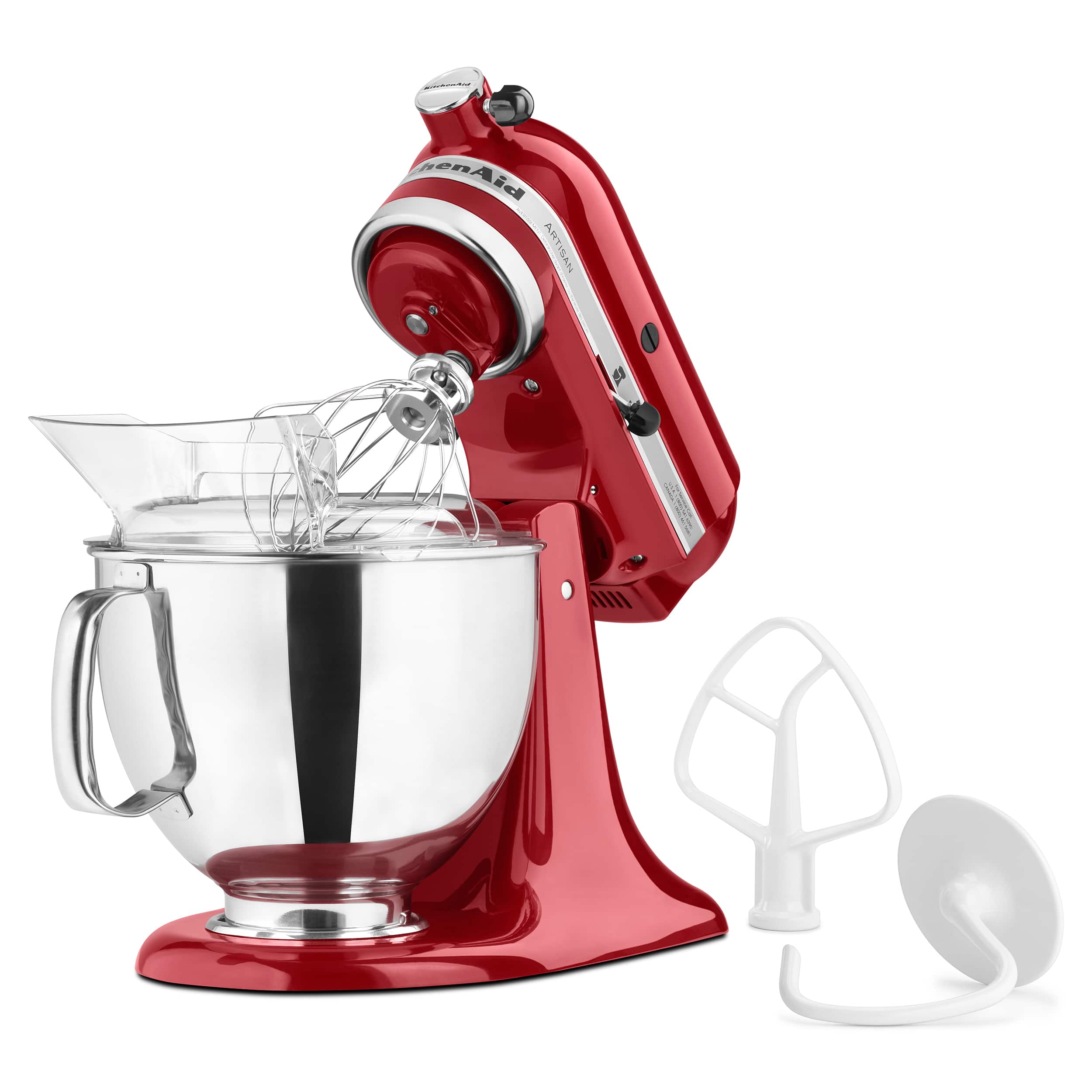 Left. KitchenAid - Artisan Series 5 Quart Tilt-Head Stand Mixer - KSM150PSER - Empire Red.