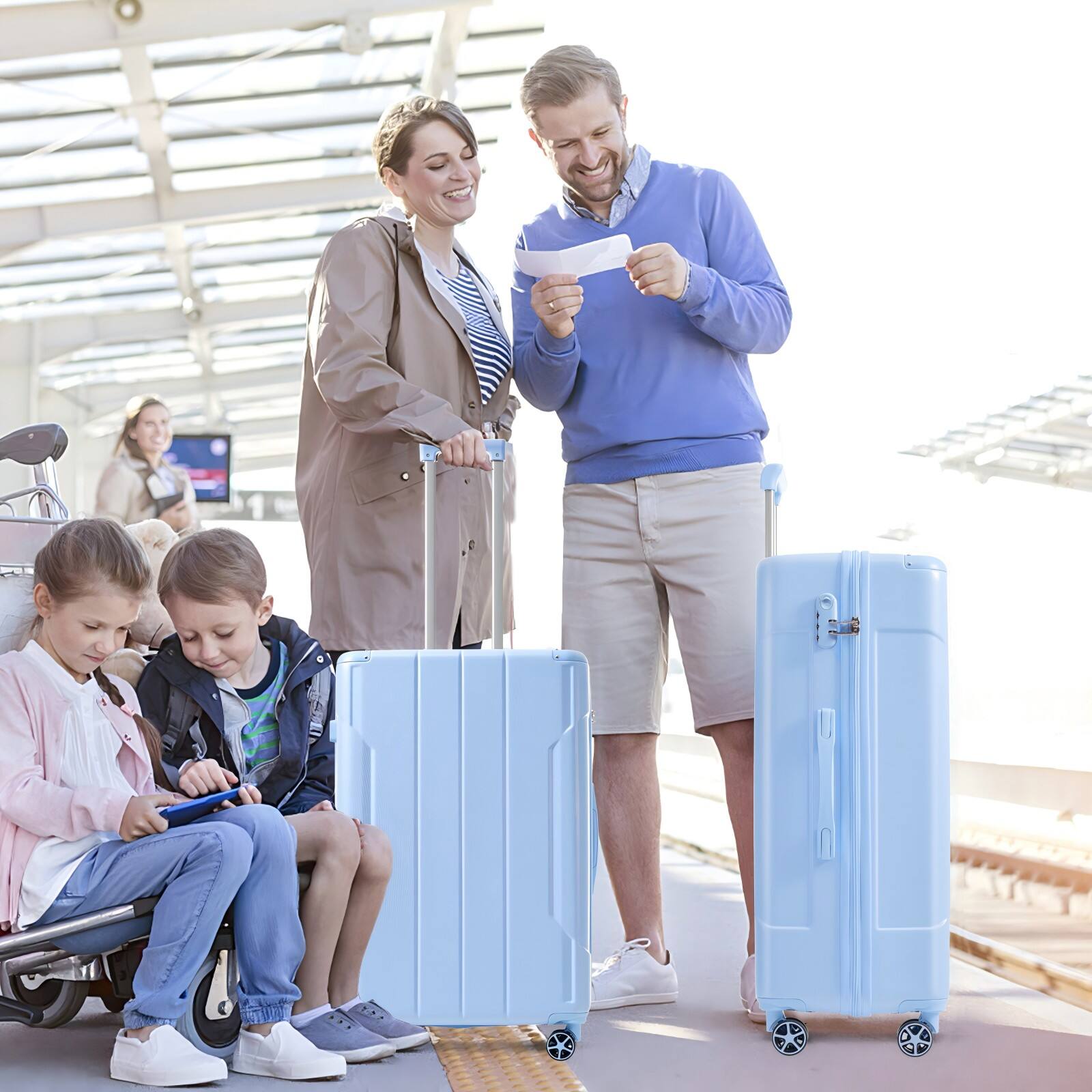 Alt View 2. TinyHomie - Luggage Sets 3 Piece Hard shell ABS Lightweight Durable Suitcases with Double Spinner Wheels 20/24/28 Inch SKyblue - Sky Blue.