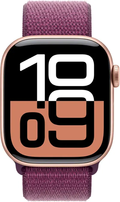 Apple Watch Series 10 (GPS) 42mm Aluminum Case with Plum Sport Loop Rose Gold MWWK3LW/A - Best Buy