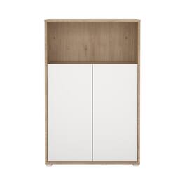 Tvilum - Adjustable 3 Shelf Bookcase with 2 Doors, Open Storage Home Office Bookshelf - Brown