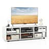 Costway 6 Cubby TV Stand for 50+ Inch TV, Wood TV Media Console Table & 5-Position Adjustable Shelves - White