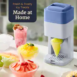 PRIMEPLUS - Snow Cone & Shaved Ice Maker with Stainless Steel Blade, Ice Mold, for Slushies/Margaritas/Boba, Uses Cubed/Bagged Ice - Periwinkle