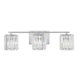 Jonathan Y - Coco Prism Vintage 23" 3-Light Metal/Glass Classic Glam LED Vanity Light - Chrome