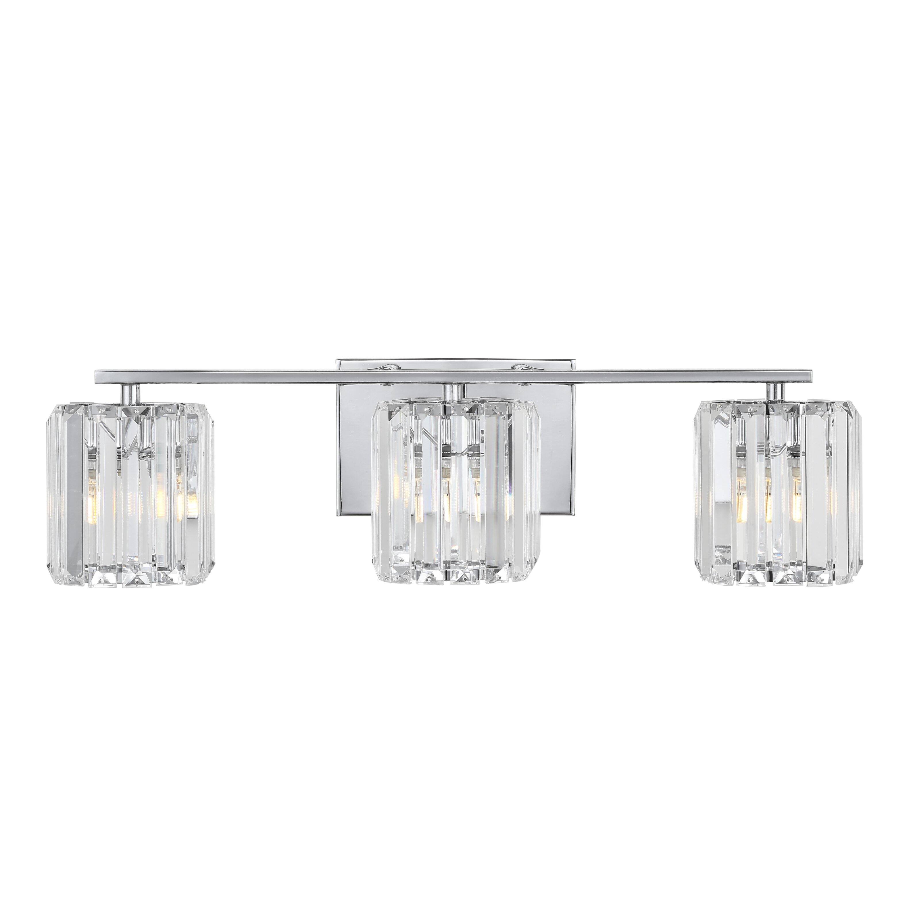 Front. Jonathan Y - Coco Prism Vintage 23" 3-Light Metal/Glass Classic Glam LED Vanity Light, Chrome - Chrome.