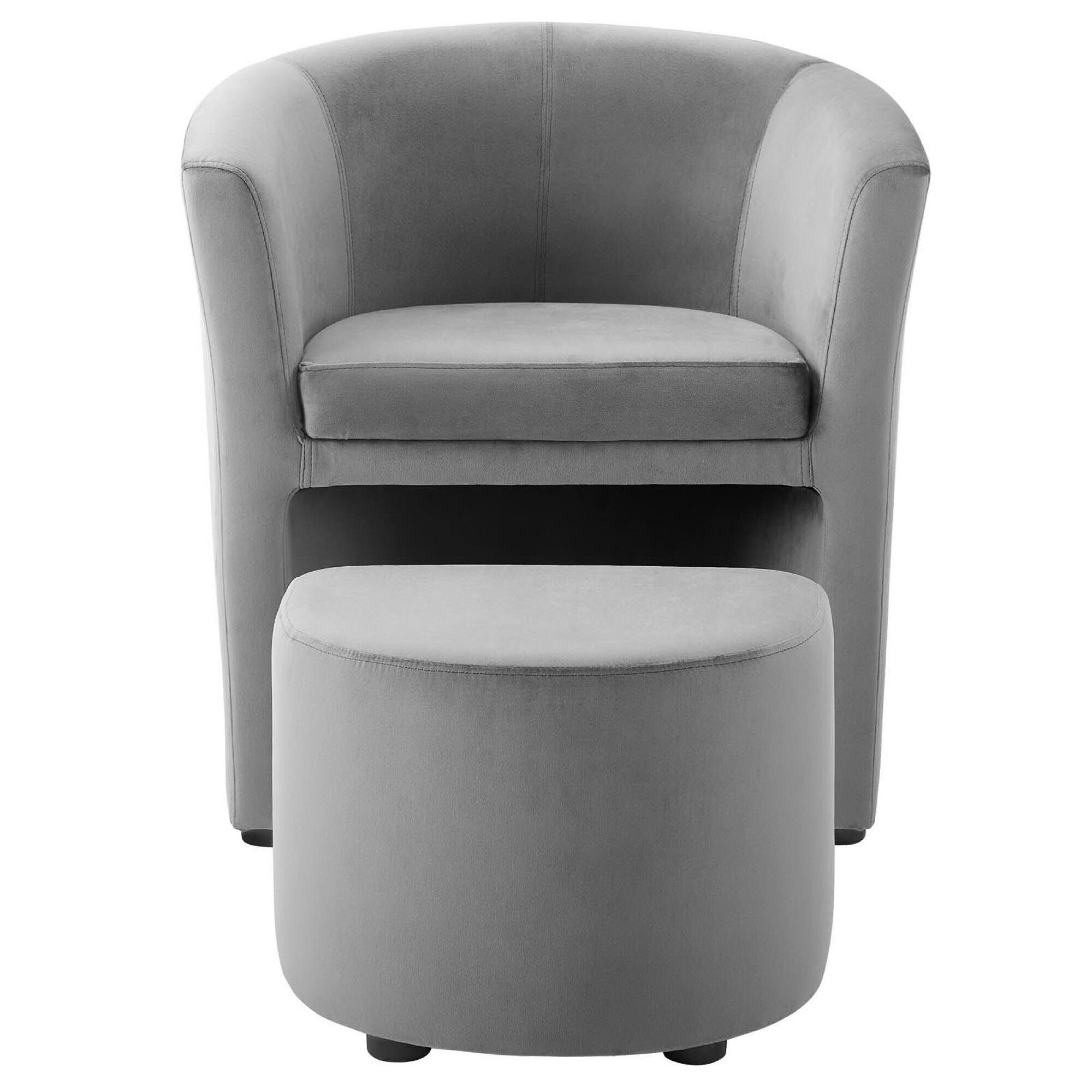 Alt View 3. Modway - Divulge Performance Velvet Arm Chair and Ottoman Set by Modway - Gray.