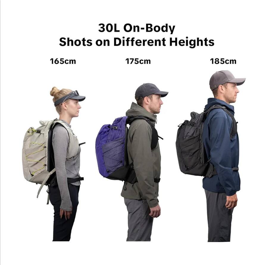 30L On-Body Shots on Different Heights  
165cm 175cm 185cm