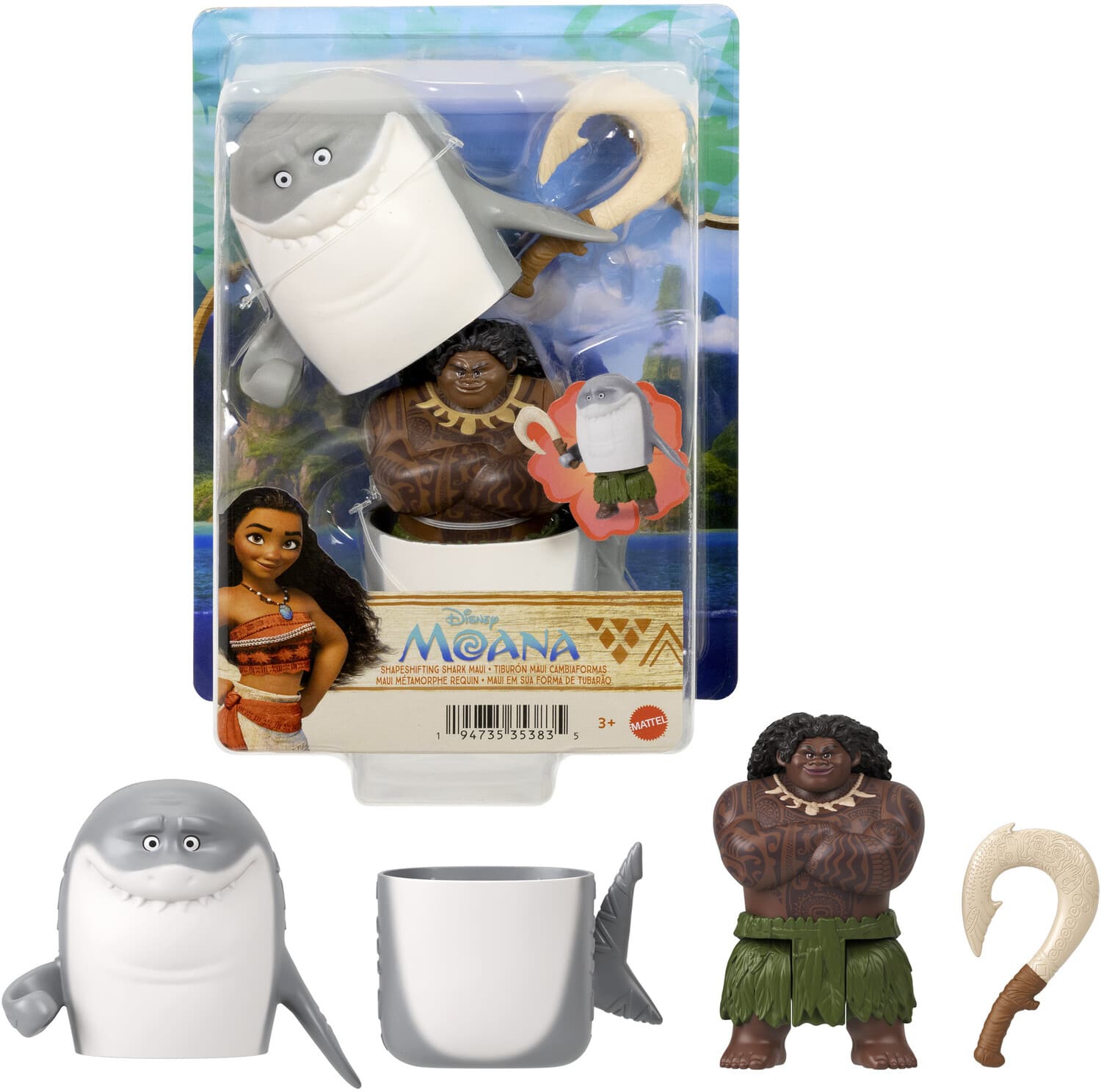 Mattel - Disney Moana Shapeshifting Shark Maui Small Doll With Transforming Shark Outfit - COLLECTIBLES - Multicolor
