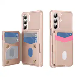 Dteck - Wallet Case for Samsung Galaxy A17 5G, RFID Blocking Shockproof PU Leather Kickstand Cover with 6 Card Slots - Rosegold