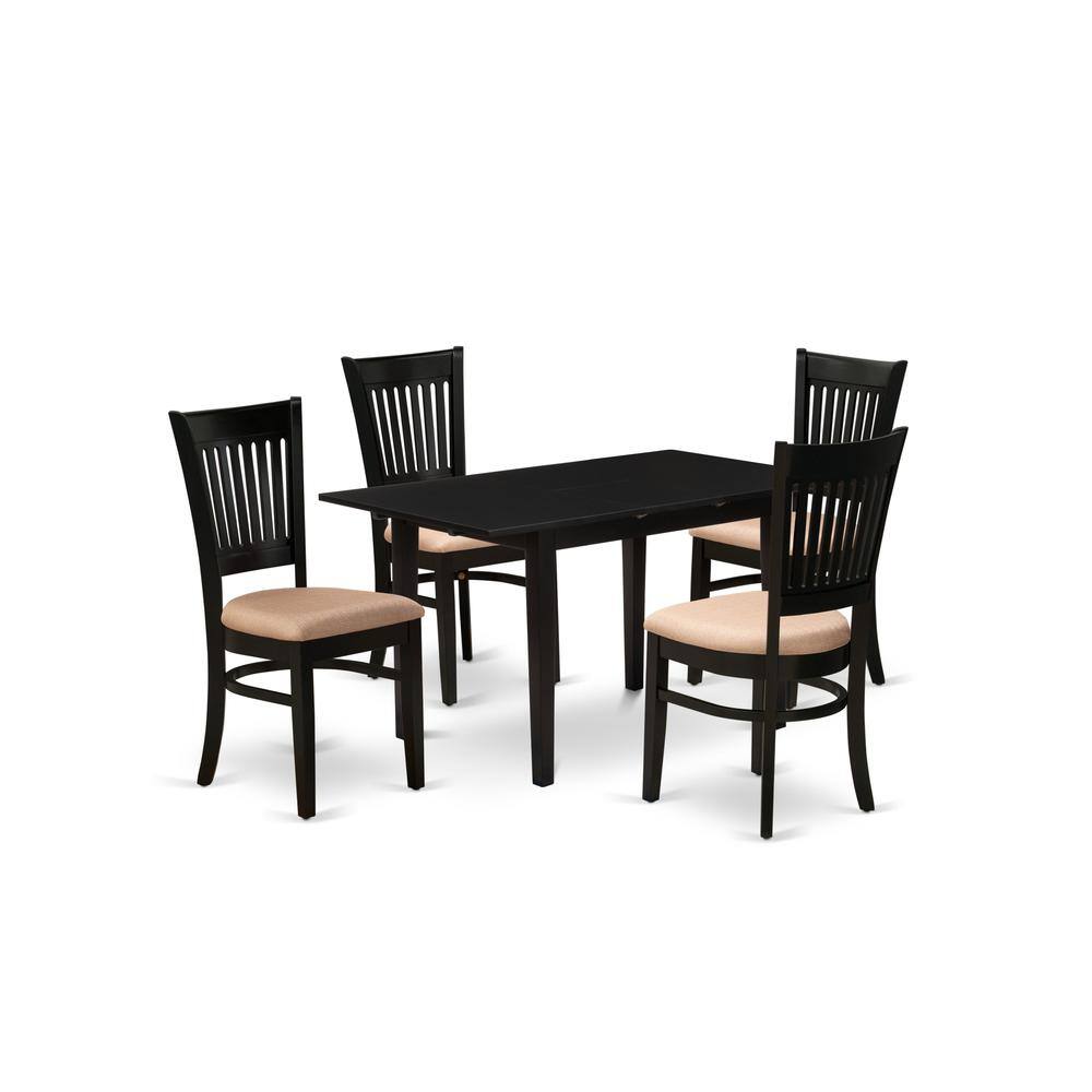 Front. East West Furniture - Dining Table- Dining Chairs - Brown.