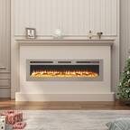Front. Boyel Living - 60 in. Wall Mounted and Recessed Stainless Steel Electric Fireplace - Silver.