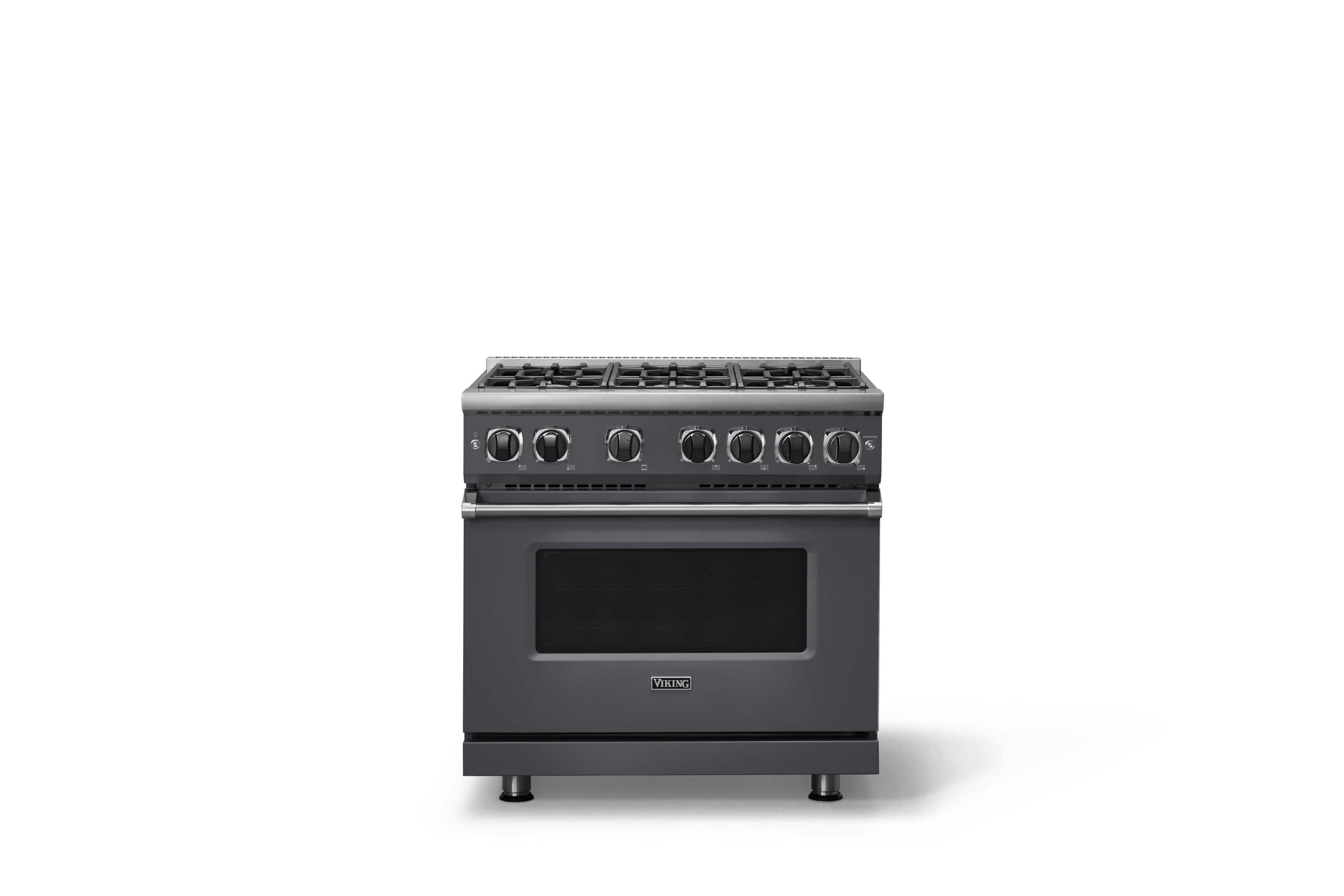 Viking - Pro 7 Series 5.6 Cu. Ft. Freestanding Sealed 4 Burner Gas Convection Range - Cast Black - Cast Black