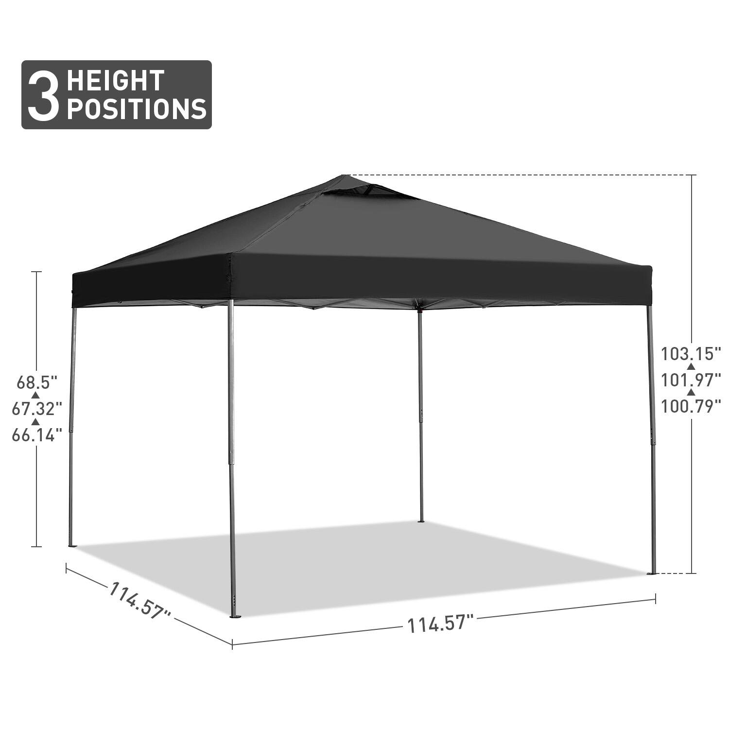 HEIGHT POSITIONS 68.5" 67.32" 66.14" 103.15" 101.97" 100.79" 114.57" 114.57"