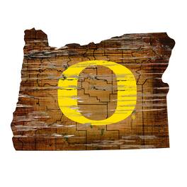 Fan Creations - Oregon Ducks 23.5" x 23.5" Distressed State with Logo Sign - Multicolor
