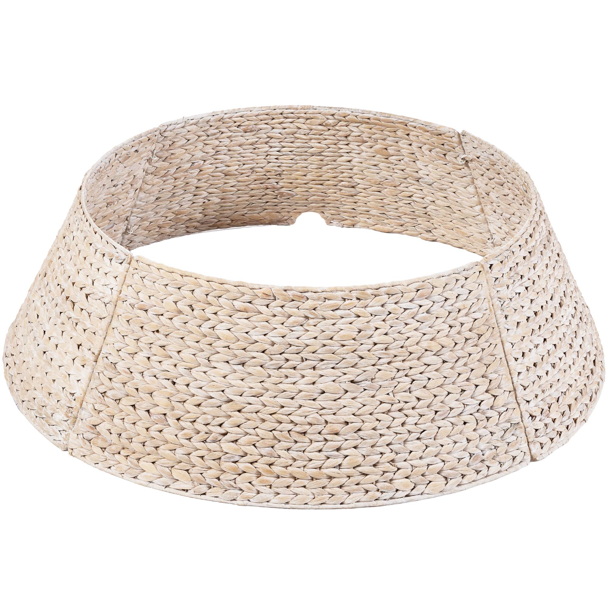 Best Choice Products - 42in Woven Hyacinth Christmas Tree Collar, Tree Skirt Accessory w/ Cord Cut-Out - Transparent White - Transparent White – Classic Weave