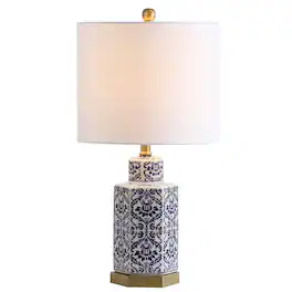Jonathan Y - Diana 23.5" Ginger Jar Ceramic/Metal LED Table Lamp - Blue/White