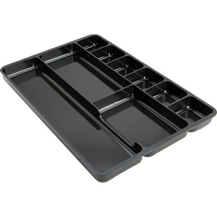 Front. Lorell - Lorell Drawer Tray Organizer 9 Compartment(s) 1.25" Height x 14" Width x 9.38" Depth Black 1 Each - Black.