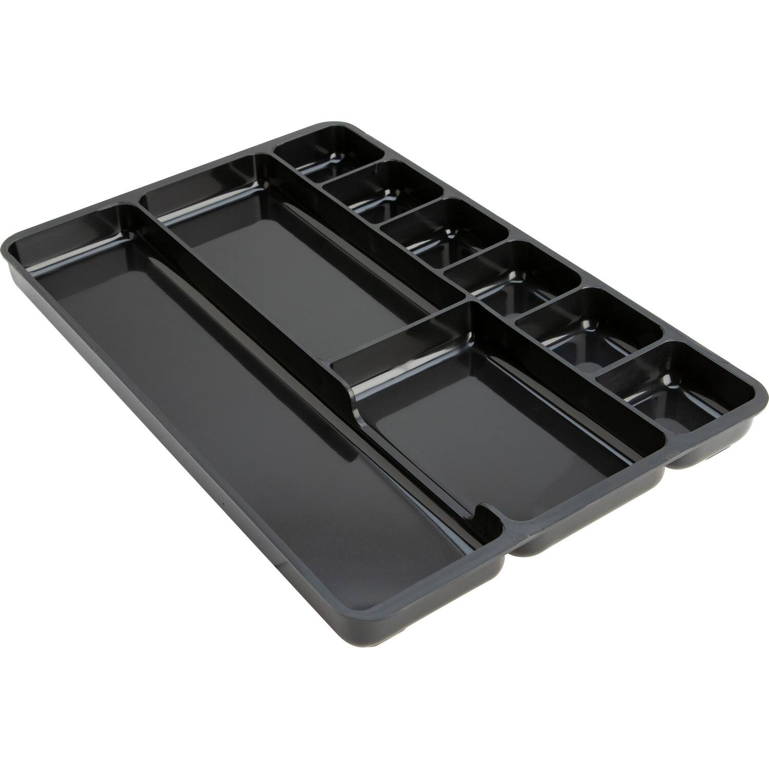 Front. Lorell - Lorell Drawer Tray Organizer 9 Compartment(s) 1.25" Height x 14" Width x 9.38" Depth Black 1 Each - Black.
