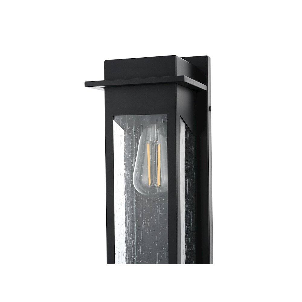 Left. Elegant Lighting - Dunton 7 inch Outdoor Pendant in Black - Black.
