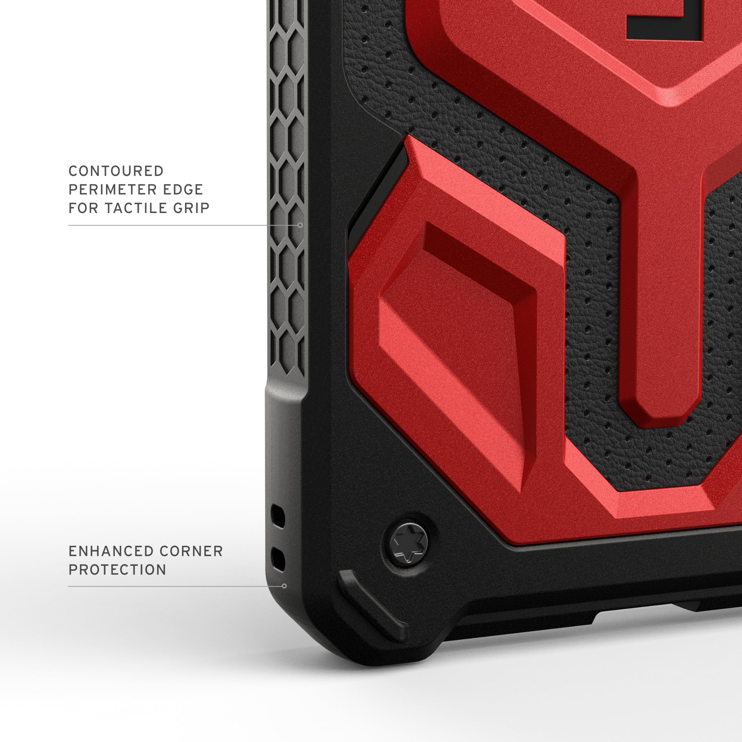 Contoured perimeter edge for tactile grip enhanced corner protection