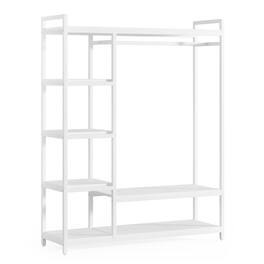 Kadyn - Freestanding Closet Organizer with 6 Shelves and Hanging Bar - White