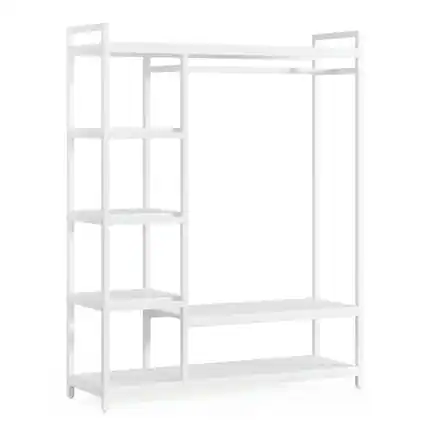 Front. Kadyn - Kadyn Freestanding Closet Organizer with 6 Shelves and Hanging Bar,White - White.