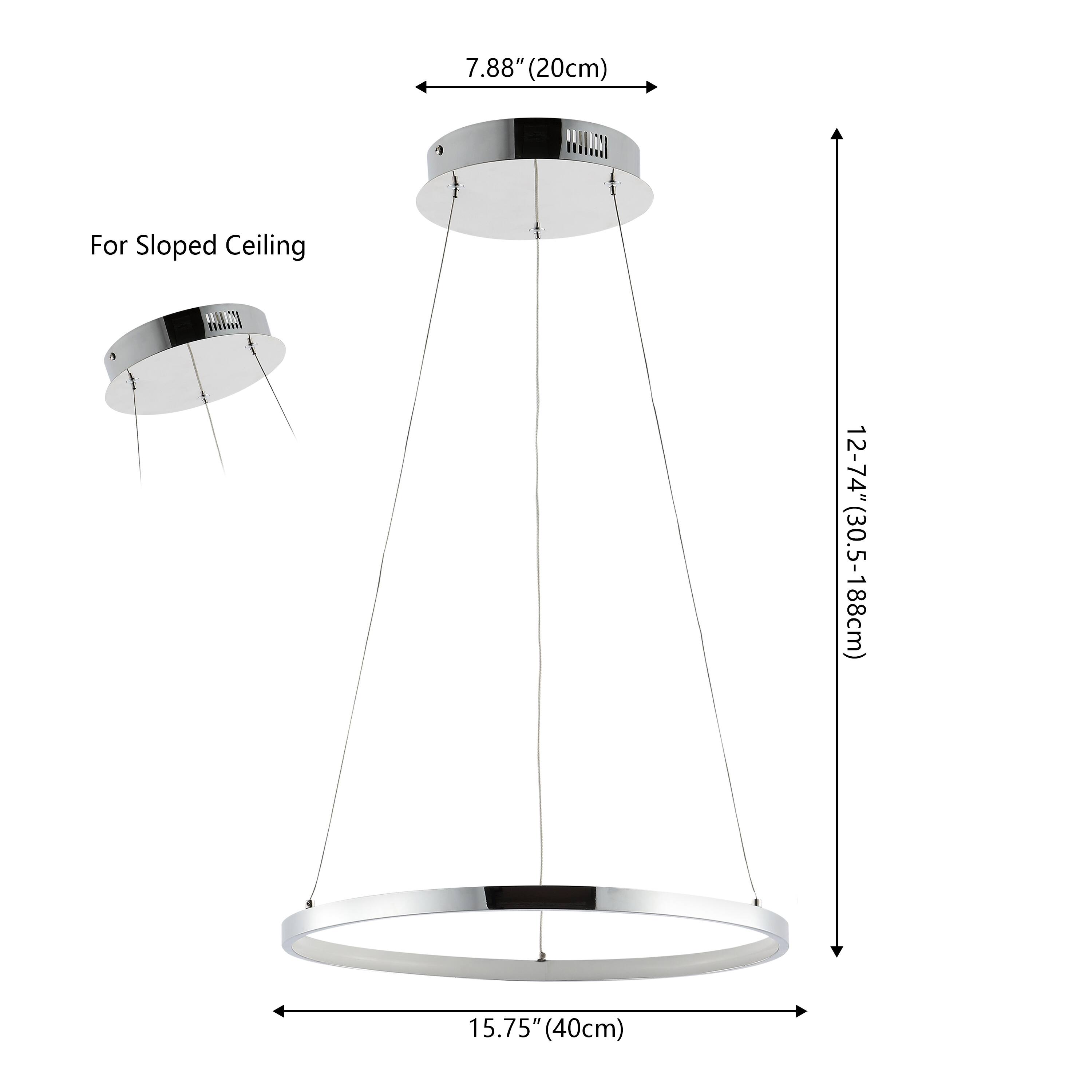 7.88" (20cm) W For Sloped Ceiling 12-74"(30.5-188cm) 15.75" (40cm)
