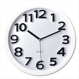 Victory Multimedia - Wall Clock with Raised Numerals and Silent Sweep Dial 13' Overall Diameter Case Face - White