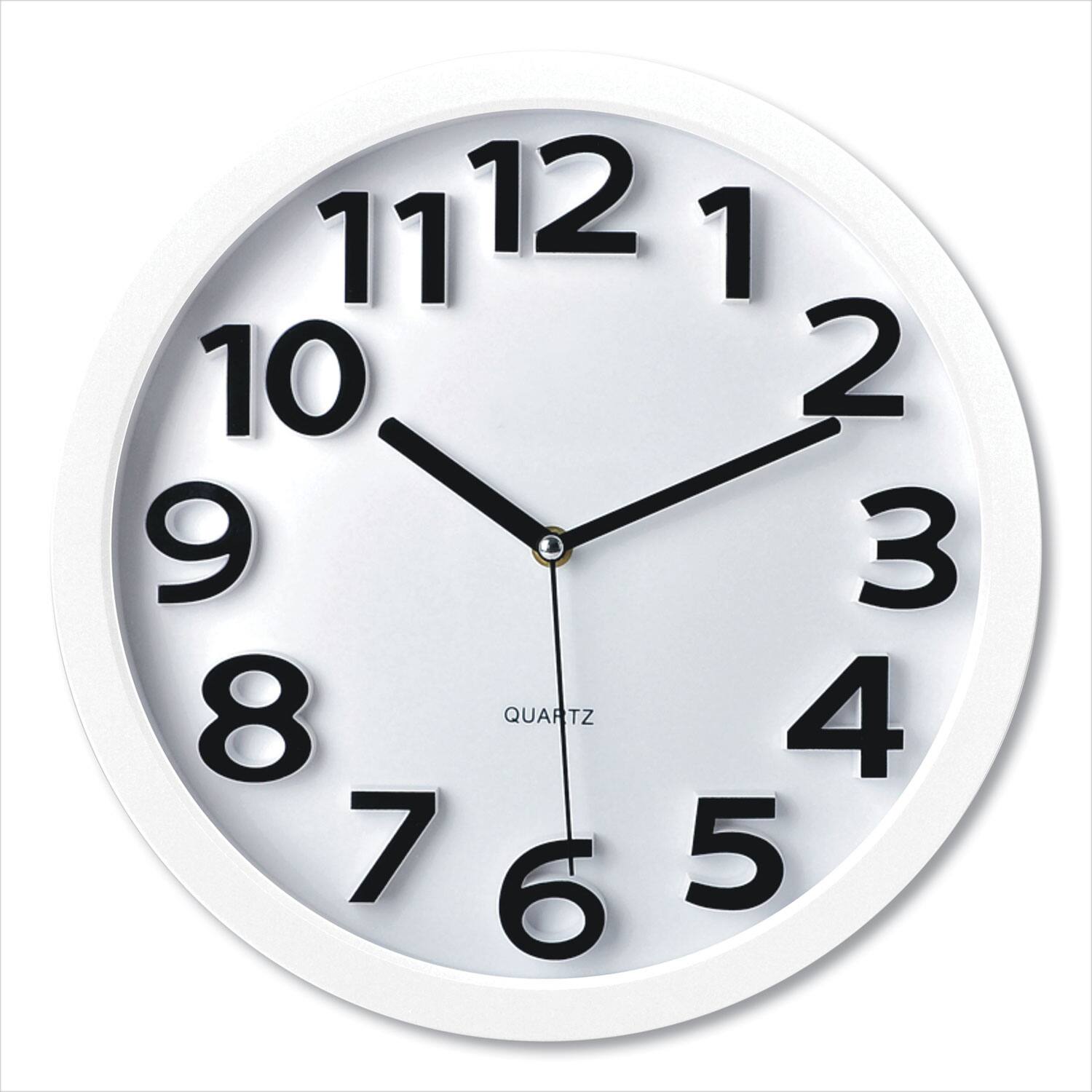 Front. Victory Multimedia - Wall Clock with Raised Numerals and Silent Sweep Dial 13' Overall Diameter White Case White Face - White.