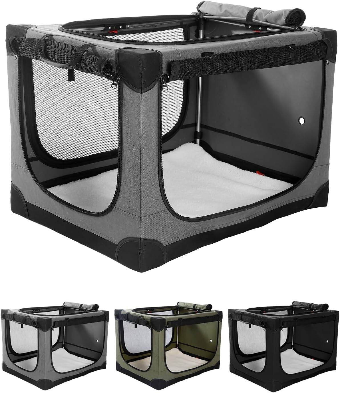 View of APRILSOUL 42 Inch Collapsible Travel Dog Crate for Medium Large Dogs ...