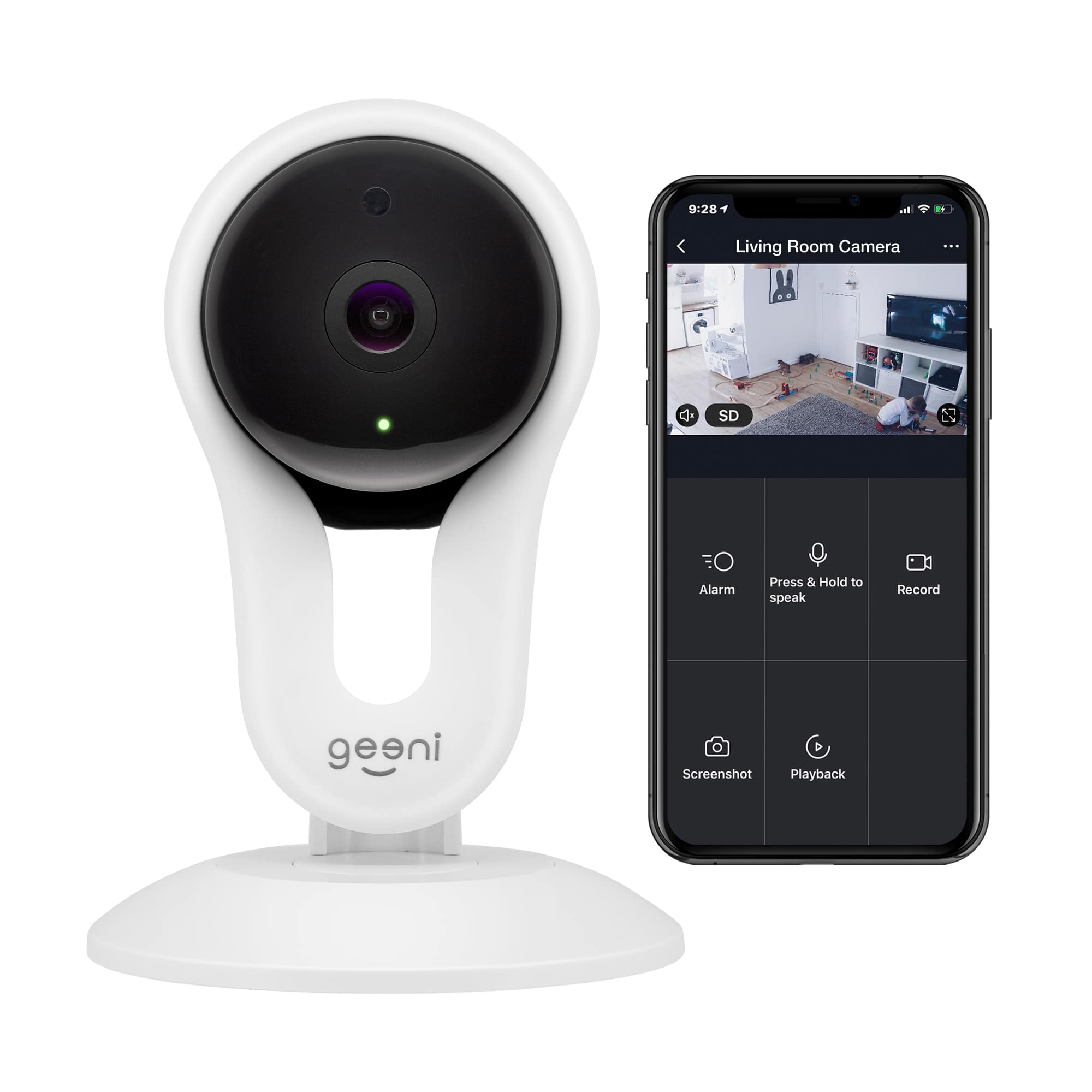 Angle. Geeni - Aware Indoor Wi-Fi Wireless Network Surveillance Camera (2-Pack) - Black/White.