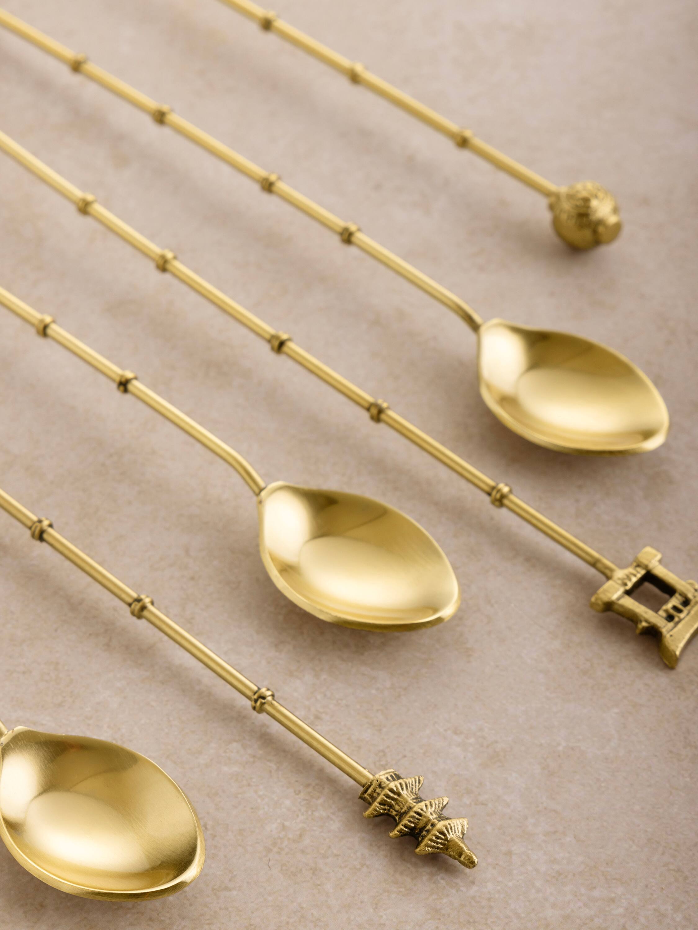 Back. GAURI KOHLI - Magnolia Cocktail Stirrers - Antique matte gold.