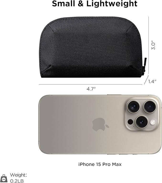Small & Lightweight

3.0" x 1.4" x 4.7"

iPhone 15 Pro Max

Weight: 0.2LB