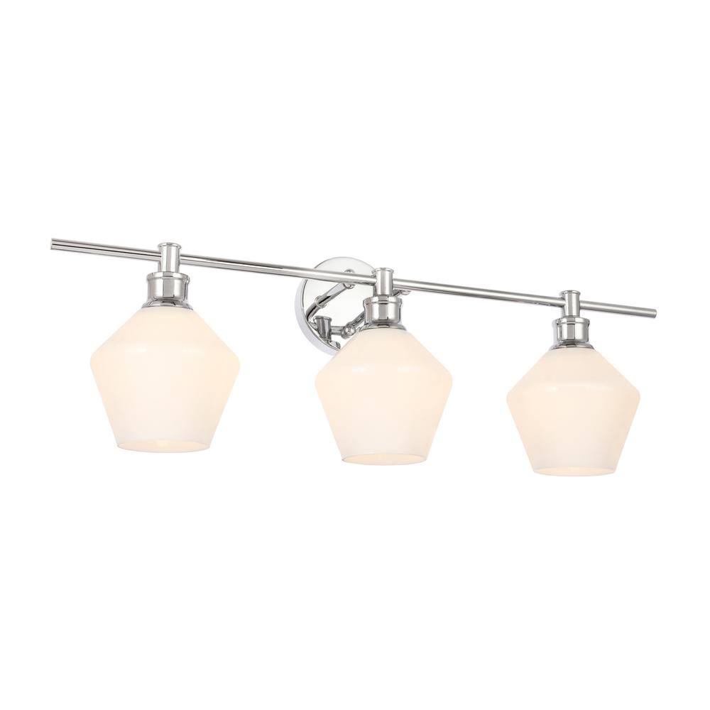 Back. Living District - Gene 3 light Chrome and Frosted white glass Wall sconce - Chrome And Frosted White Glass.