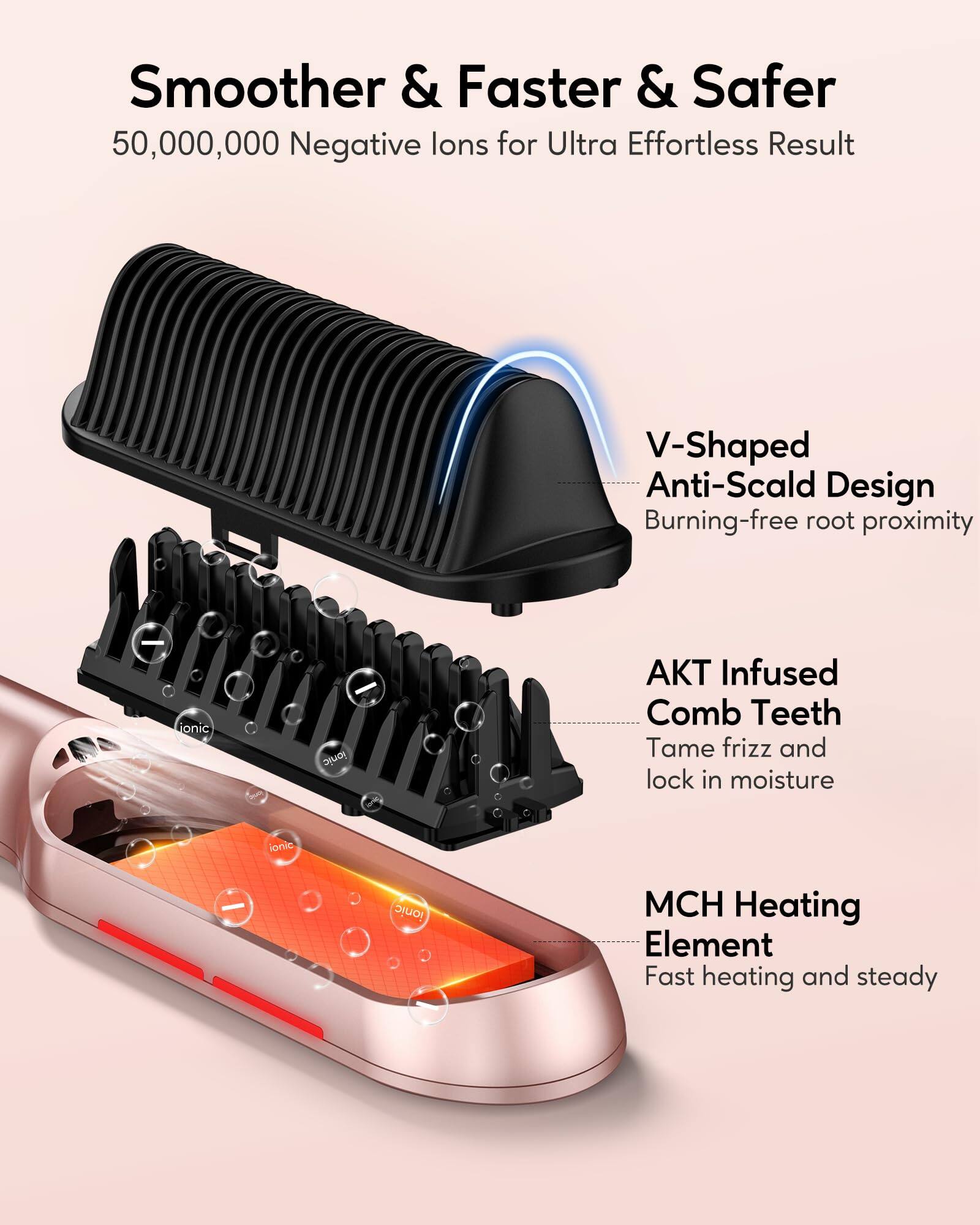Reds Spade Hair Straightener Brush Rose Ionic Anti frizz Straightening ...
