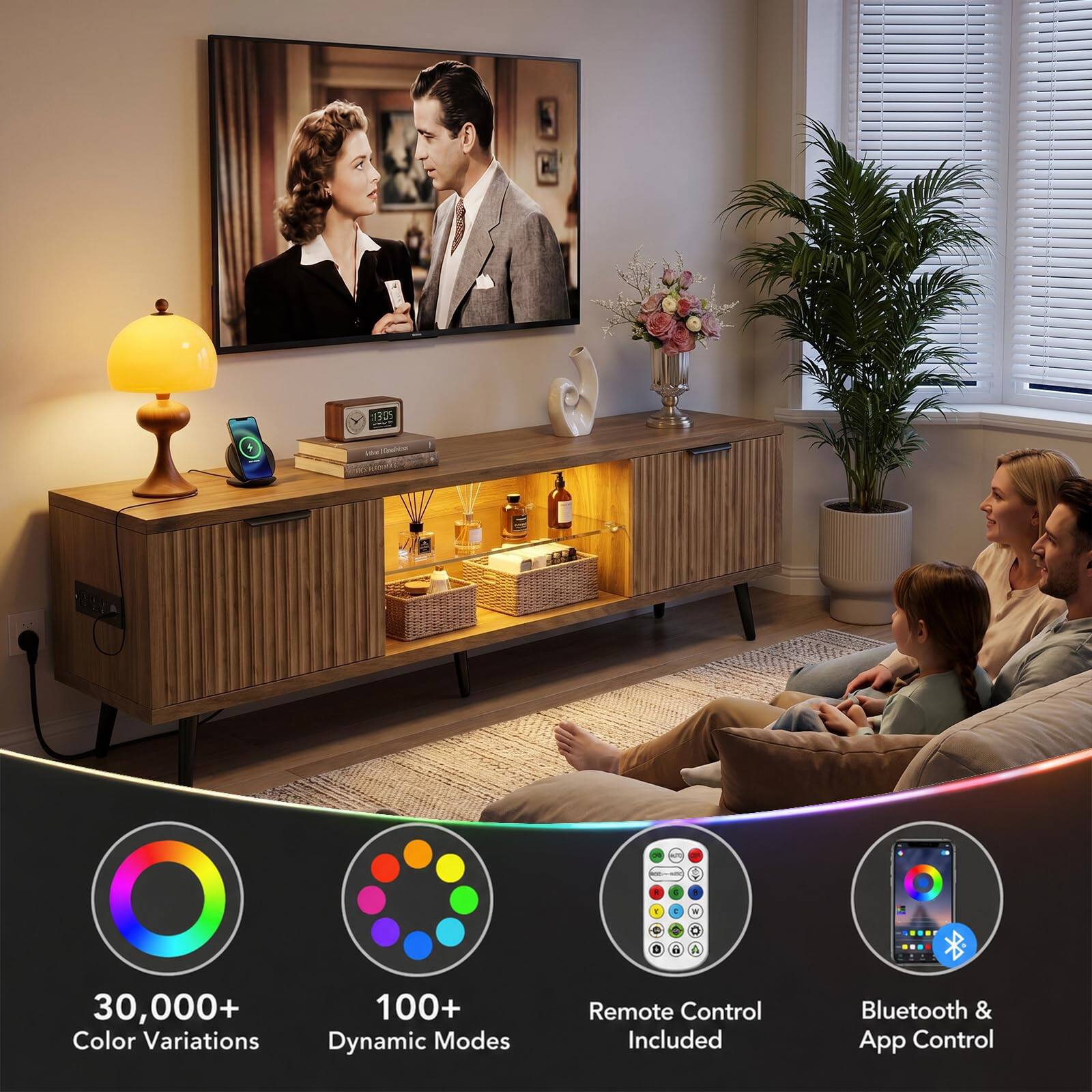 RE - - d - 4 - - A : 30,000+ Color Variations 100+ Dynamic Modes Remote Control Included Bluetooth & App Control