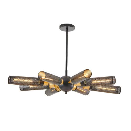 Alt View 3. LUCKY ONE - 34in Hanging Industrial Sputnik Chandelier, 8-Light Black Gold Pendant for Dining Room Kitchen - Black.