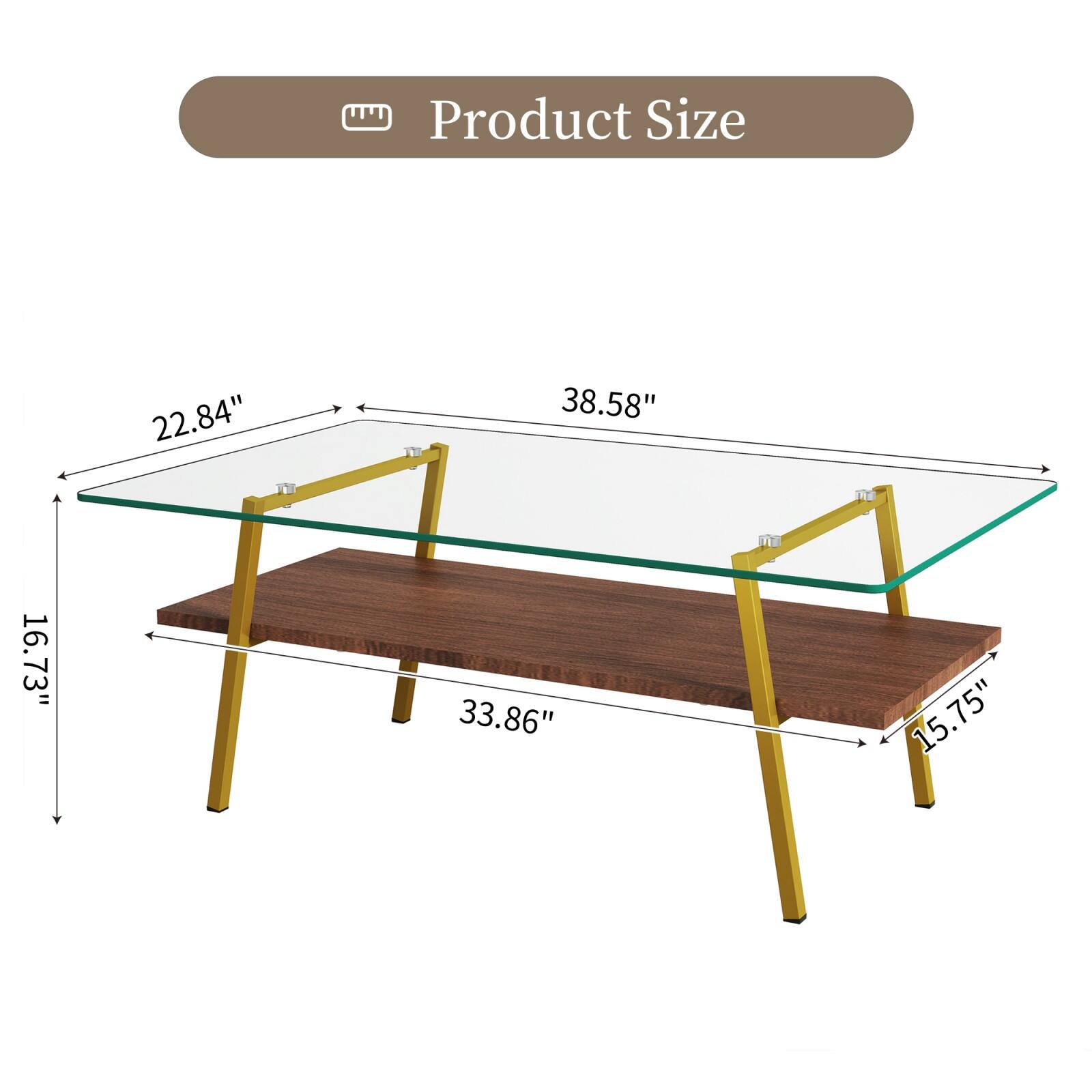 Product Size  
22.84" x 38.58" x 16.73" x 33.86" x 15.75"