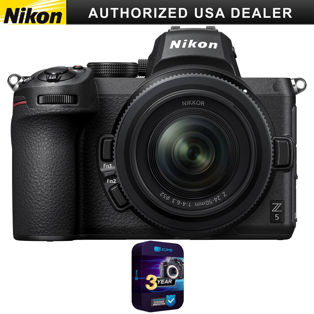 Nikon  
AUTHORIZED USA DEALER  

Nikon  
NIKKOR  
Z 24-50mm 1:4-6.3  
Z 5  

Fn1  
Fn2  

CPS  
3 YEAR EXTENDED WARRANTY