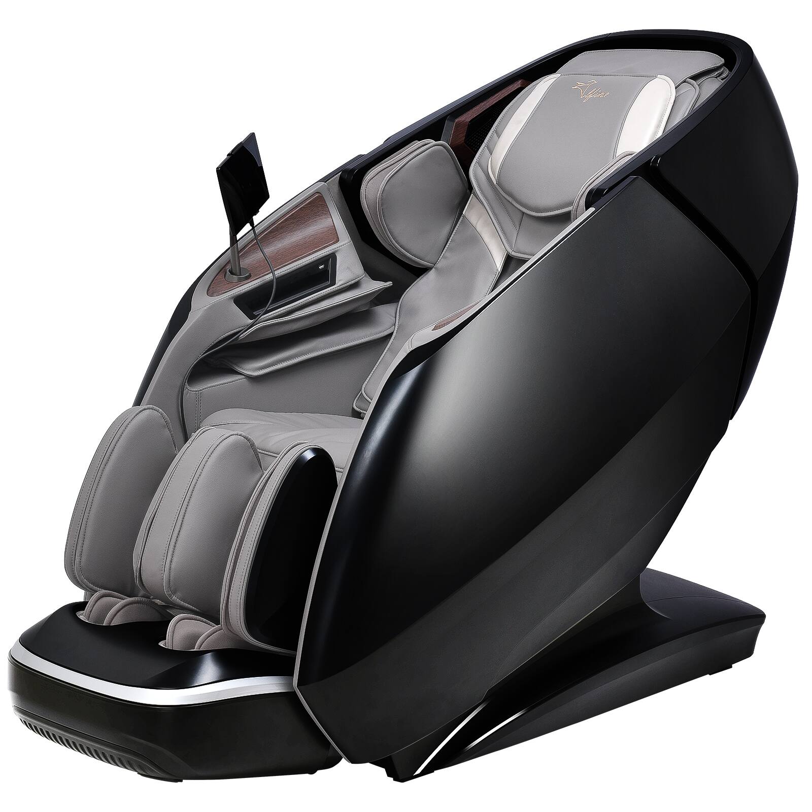 Front. Alfine - Alfine - A665 4D+ Yoga Queen Massage Chair,with Flexible Track,Full Body Stretch ,Calf Kneading - Black - Black.