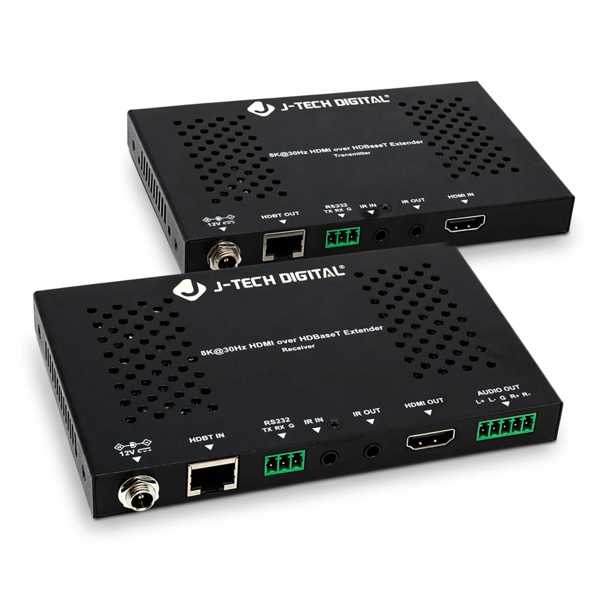 J-Tech Digital - 8K 30Hz HDMI over HDBaseT Extender with PoC - Black