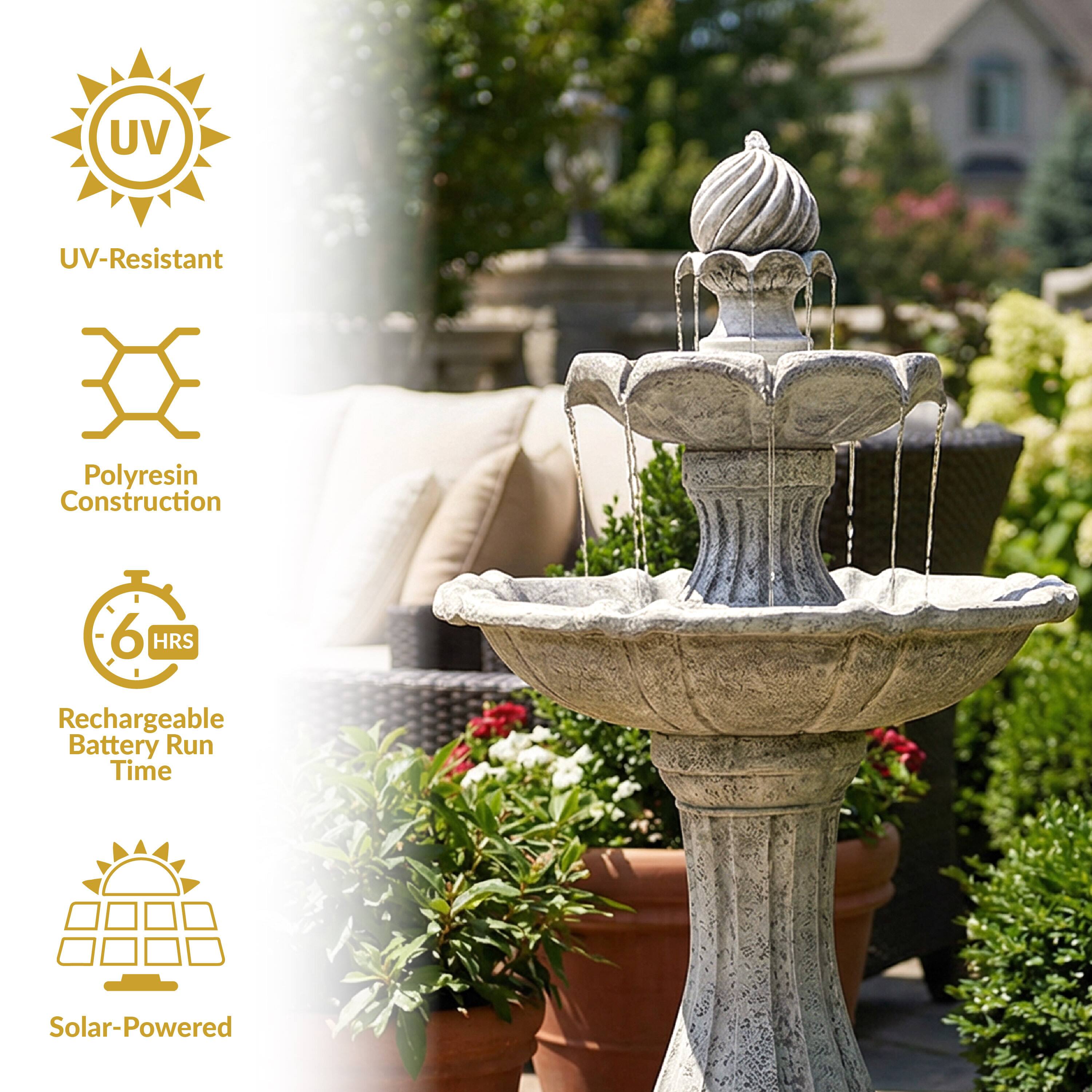 UV-Resistant Polyresin Construction  
6 HRS Rechargeable Battery Run Time  
Solar-Powered