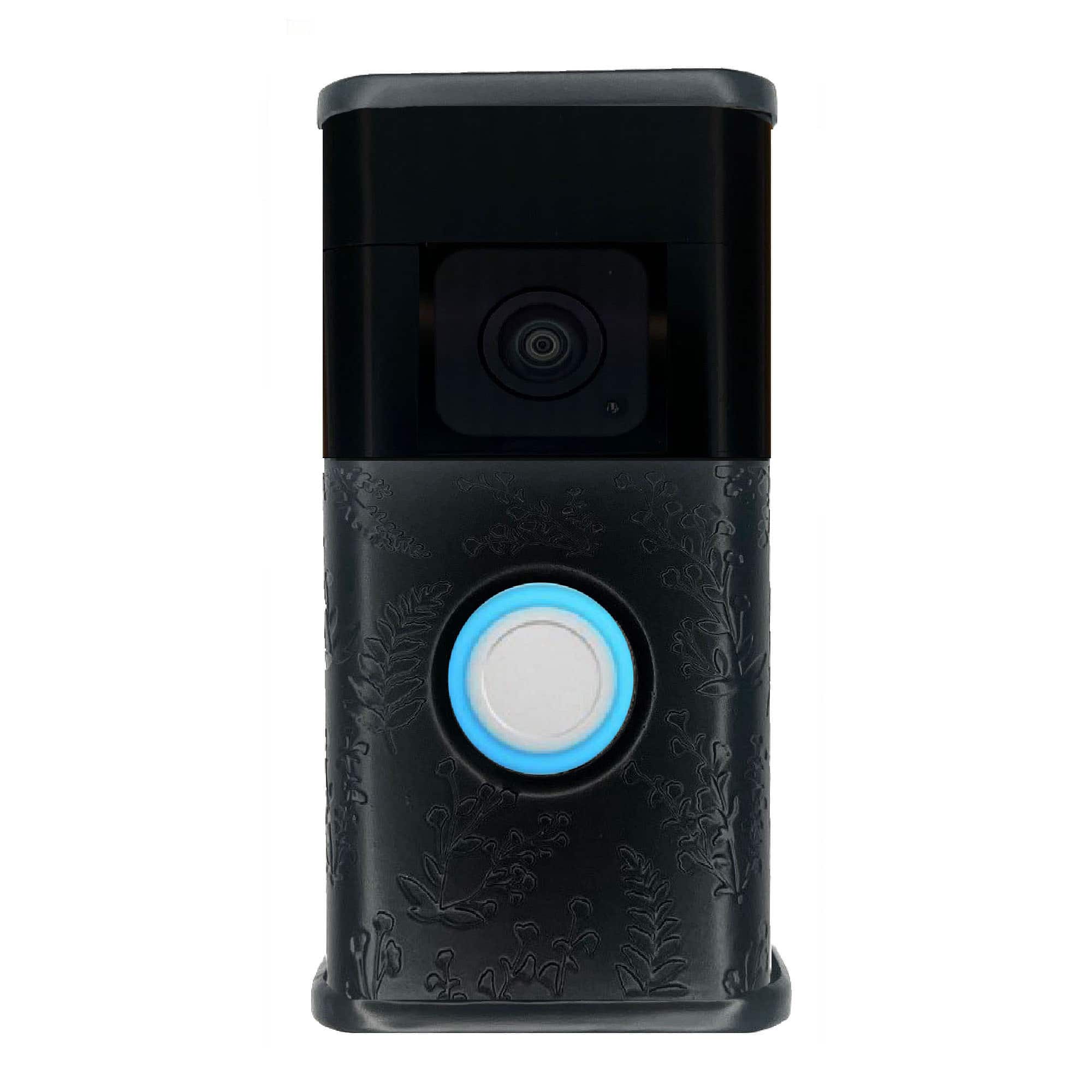 Front. Michael Healy - Wildflower Video Doorbell Cover (Ring 3, 3 Plus, 4, Battery Plus, Battery Pro) - Matte Black.
