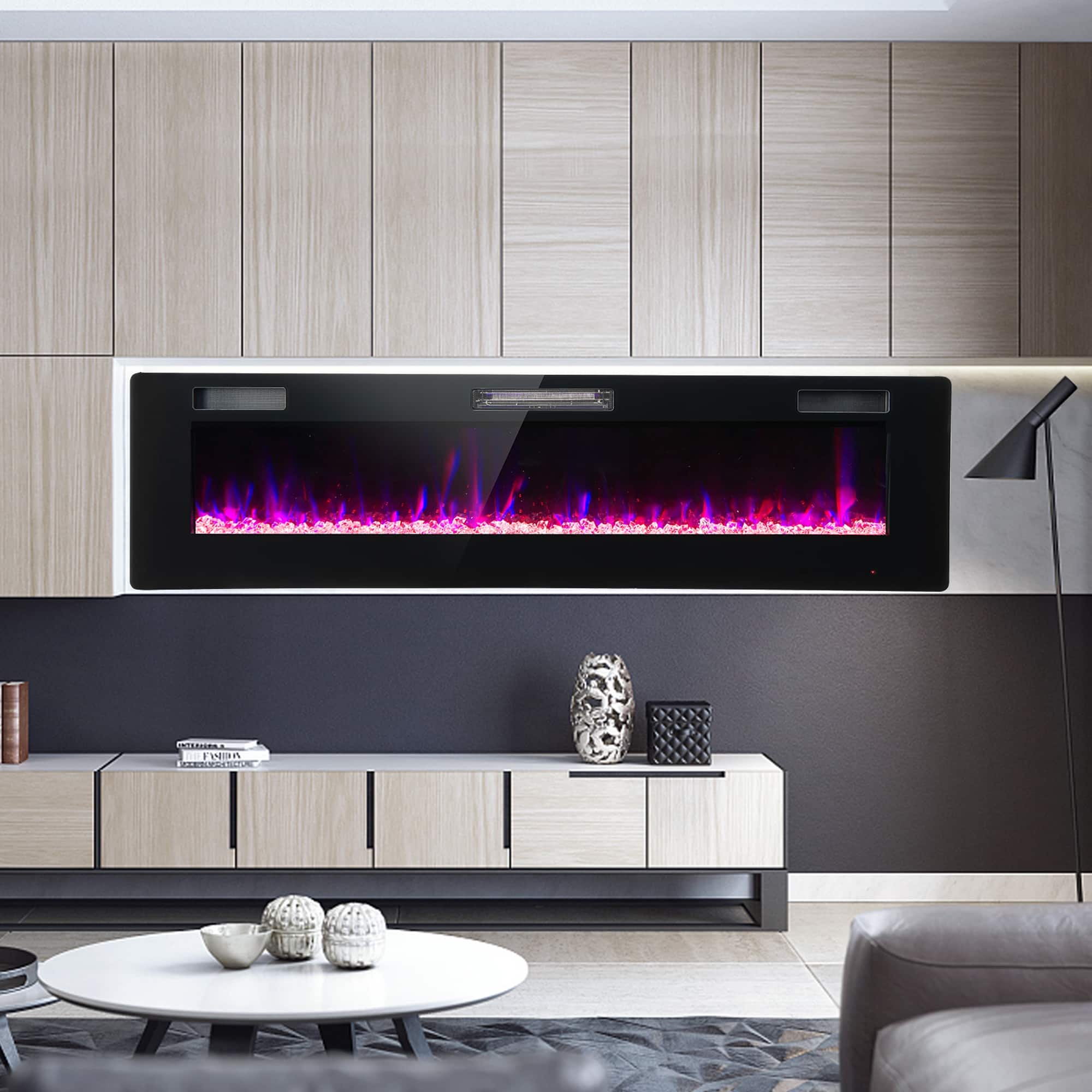 Boyel Living - 60 Inches Ultra-thin Electric Fireplace with Remote Control and Timer Function