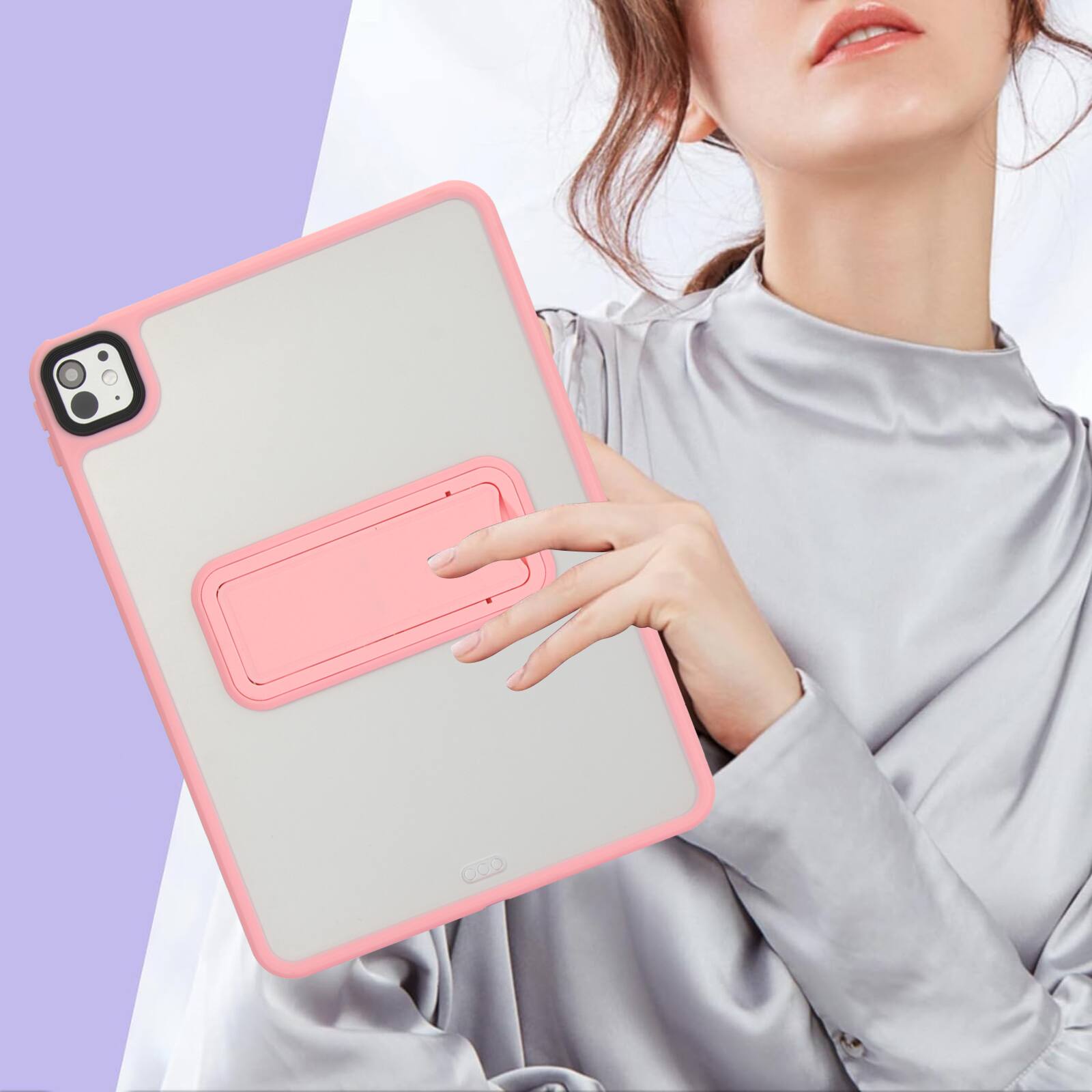 Alt View 3. UUCOVER - Case for iPad Pro 11-inch M5/M4 (2025/2024), Shockproof TPU+PC Matte Case Kickstand Slim Protective Back Cover - Pink.