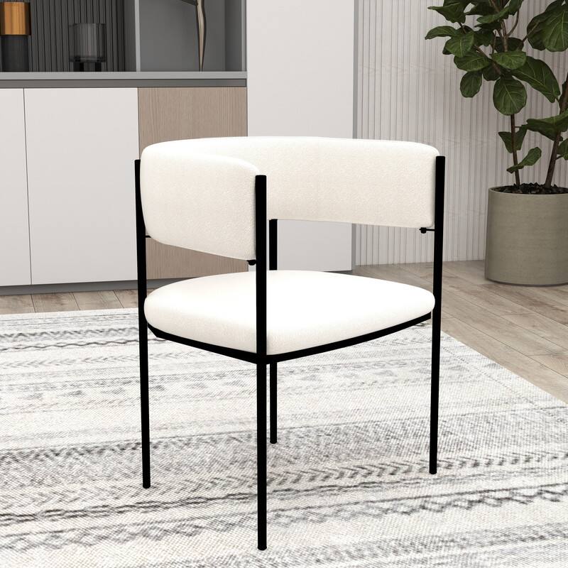 Angle. LeisureMod - Cyril Modern Leather/Velvet/Suede Fabric U-Shaped Dining Chair with Iron Frame for Home Dining Room or Office - White.