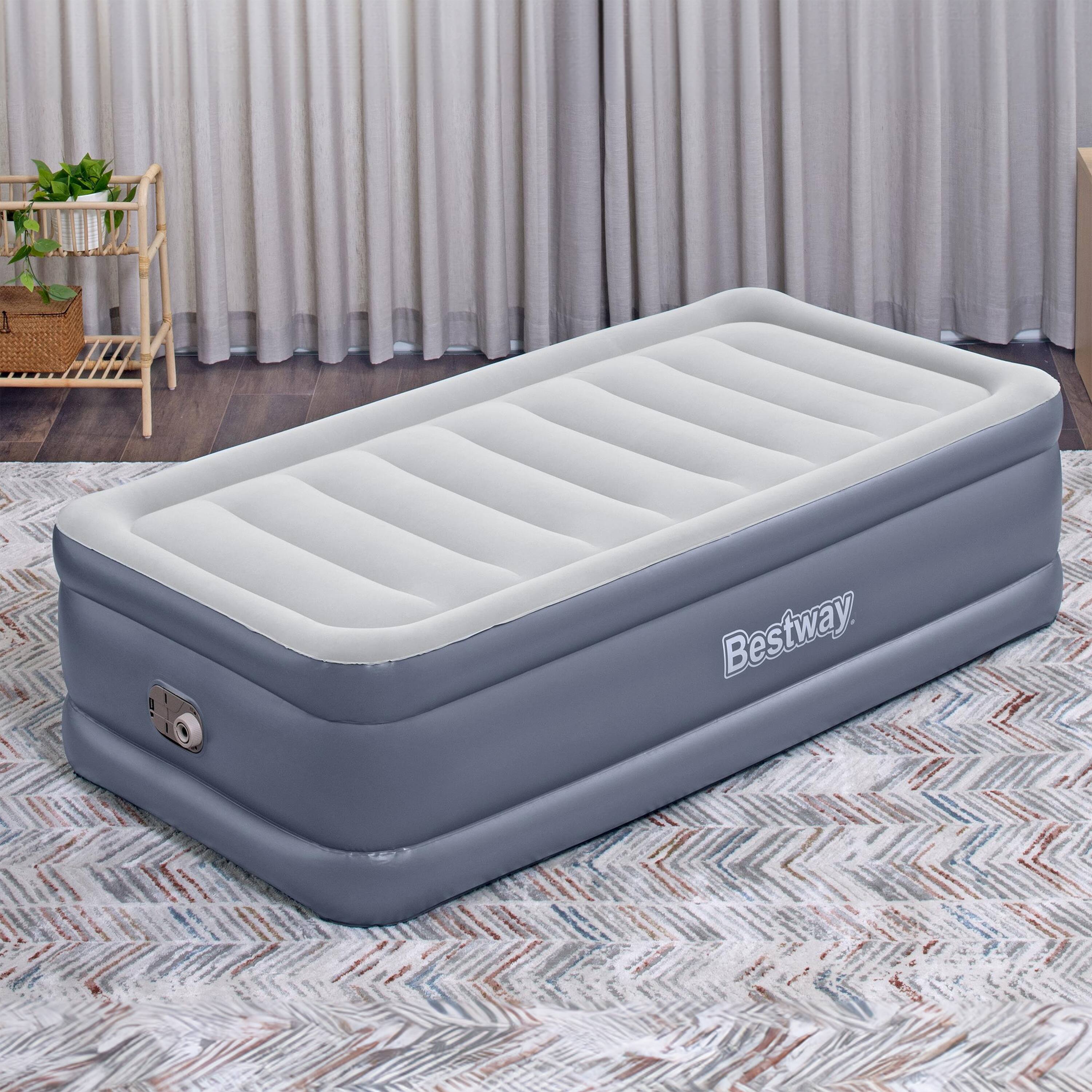 Alt View 7. Bestway - Bestway Tritech Air Mattress Inflatable Twin-Sized Bed with Built-In AC Pump - Gray.