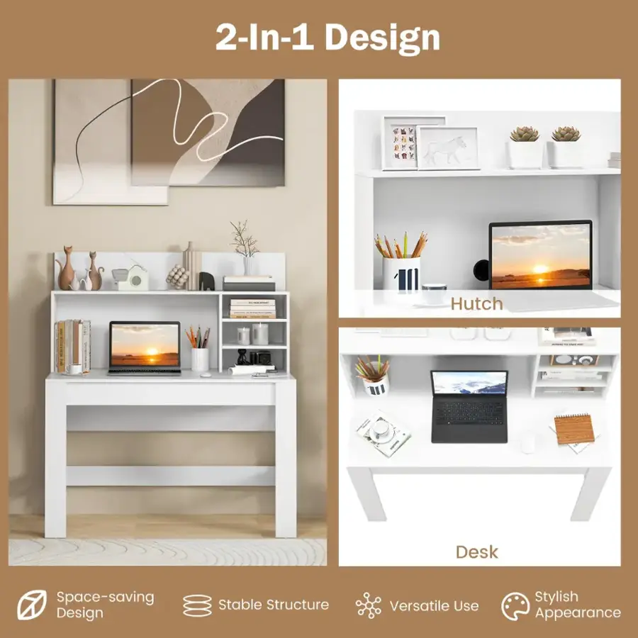 2-In-1 Design - Desk Space-saving Design Stable Structure Versatile Use Stylish Appearance