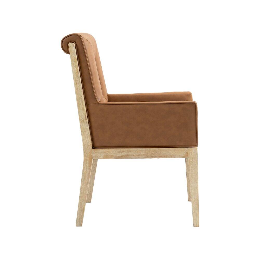 Alt View 3. Meridian Furniture - Gwendolyn Cognac Vegan Leather Dining Arm Chair - Brown.