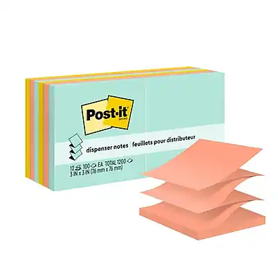 Post-it
dispenser notes
feuilles pour distributeur
12 x 300 EA TOTAL 2000
5 IN x 3 IN (76 mm x 76 mm)