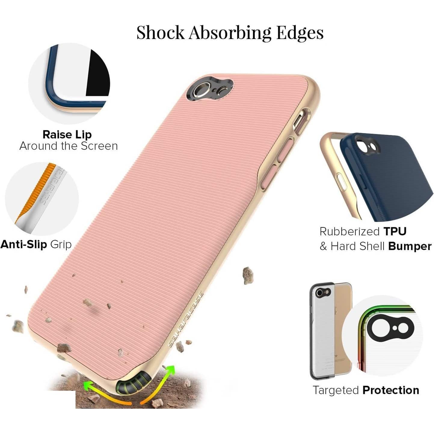 Alt View Zoom 13. SaharaCase - Trend Series Case for Apple iPhone 7, 8, SE (3rd Generation 2022) - Rose Gold.